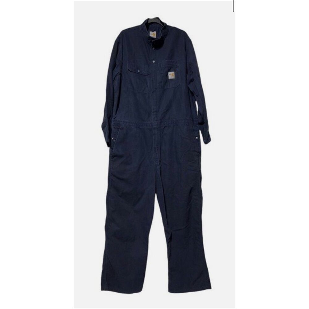 Vintage Carhartt Flame Resistant FR Blue Workwear Coveralls Jumpsuit Men's 48